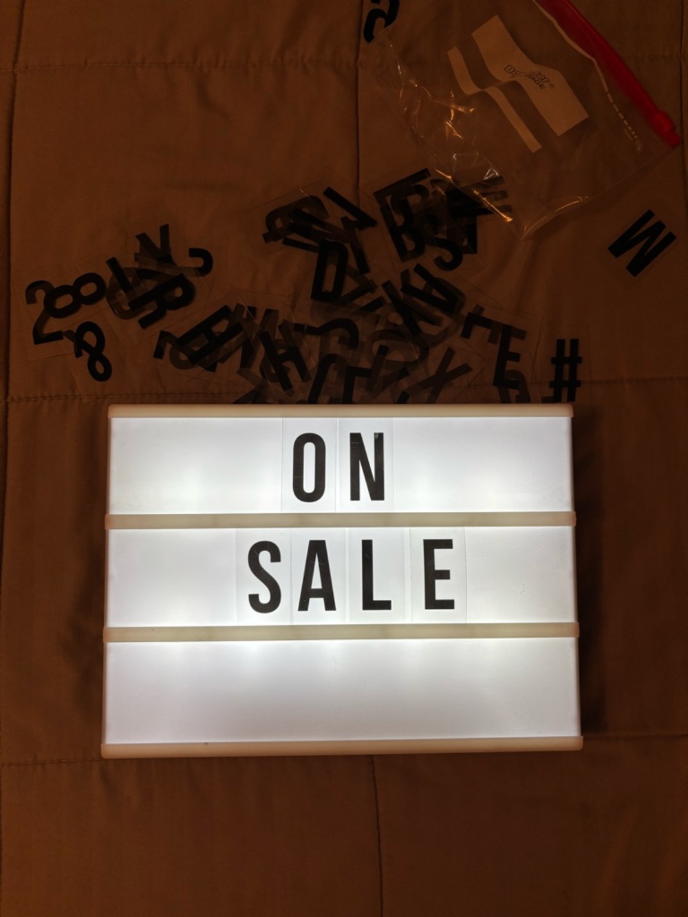 LED Lightbox Sign with Interchangeable Letters - White